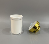 Pot cosmétique vide en acrylique sans air avec pompe dorée électroplaquée pour fond de teint et crème visage – 30g, 50g, 100g