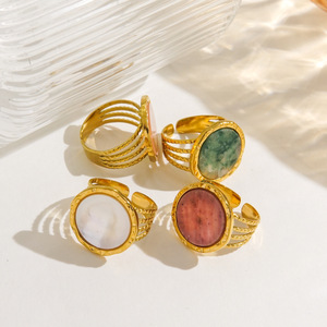 <span class=keywords><strong>Bague</strong></span> Statement Étanche en Acier Inoxydable avec Grand Cristal de Guérison Rond ou Ovale, Style Bohème, pour Femme - Product Image 4