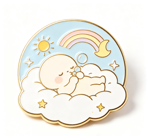 Bonito broche de metal dorado con diseño de nube y animal, esmaltado con arcoíris, accesorio de regalo artesanal - Product Image 2