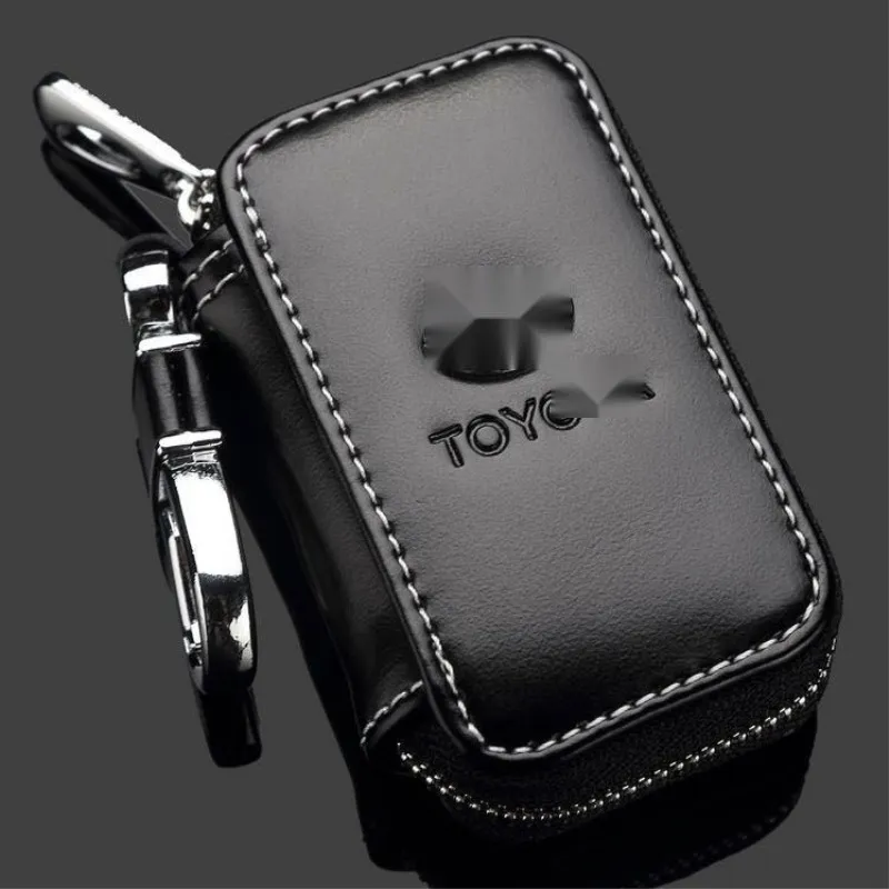 Car simple zipper key case Special car metal logo Waist trailer key case