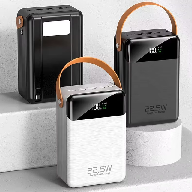 80000mAh Power Bank With Cable PD 22.5W Fast Charger 6 Output Portable Battery Power Station With LED Lamp