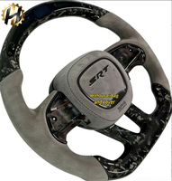 Volante Deportivo de Carreras HZ Dodge Personalizado con Bordado de Fibra de Carbono y Cuero, Estilo Deportivo de 4 Radios y 40 mm de Diámetro para Charger Challenger