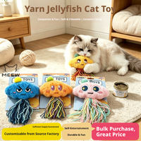 Jouet pour chat en peluche méduse mignon avec herbe à chat, pompon en fil résistant aux morsures, jouet autonome pour chaton