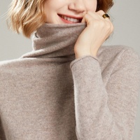 Pull-over en cachemire pur à col roulé pour femme, personnalisé avec logo OEM, nouvelle collection 2026, luxe discret, tricoté
