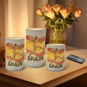 Velas LED Ecológicas sin Llama para Fiestas de Aficionados al Fútbol de España, Set de 3 Piezas, Temática 2026 Personalizada, Luces Decorativas - Product Image 1