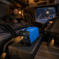 Chauffage au diesel intégré 12V 5KW 5L pour stationnement, équipé d'un écran LCD, adapté aux garages, aux camping-cars, couleur : noir