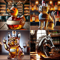 Carafe et bouteilles à whisky en verre transparent en forme de canard personnalisables de 1000 ml, style design moderne pour cadeaux d'affaires