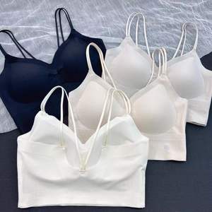 D681 # Soutien-gorge de sport en soie glacée sans couture pour <span class=keywords><strong>femme</strong></span>, à <span class=keywords><strong>prix</strong></span> réduit, style débardeur sexy sans armatures, sous-vêtement, articles en stock - Product Image 3