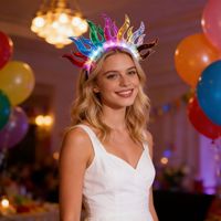 Serre-tête LED 2026 à effet flamme arc-en-ciel, accessoire de costume pour Halloween, Noël, fêtes et spectacles pour enfants et adultes