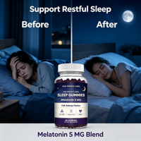 Gummies de sommeil en gros, 5 mg par gomme, véganes, pour le bien-être avant le coucher, flacon de 60 unités, marque privée OEM