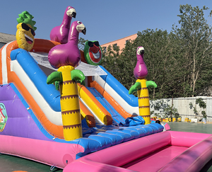 Château Gonflable Extérieur pour Enfants et Parents, Aire <span class=keywords><strong>de</strong></span> Jeu avec Trampoline, Château Gonflable Épais en PVC Résistant à l'Usure avec Toboggan pour Fêtes - Product Image 3