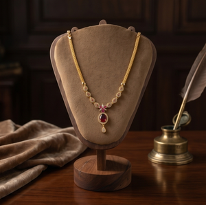 DIVYORO Collar con colgante ovalado de rubí, joyería de moda chapada en oro para mujer, elegante colección para bodas y fiestas - Product Image 1
