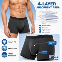 Caleçons Boxers Homme 3D à Poche, en Modal 4 Couches, Anti-Fuite 100 ml, Anti-Odeur, Sans Étiquette, Lavables, OEM, pour Incontinence