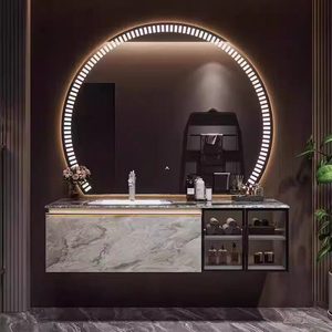 Designer Custom <b>Light</b> Luxury Modern Bathroom <b>Vanity</b> Unit Melamine Board Water Resistant Eco-Friendly Includes Washbasin Mirror - Product Image 3