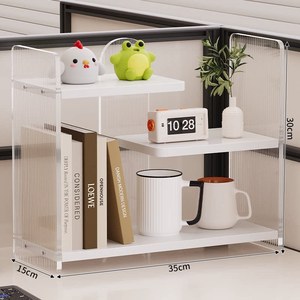 ชั้นวางของอะคริลิคสำหรับวางบนโต๊ะ 35x15x30 ซม. ชั้นวางของ 3 ชั้นสำหรับจัดระเบียบอุปกรณ์สำนักงานและหนังสือ - Product Image 3