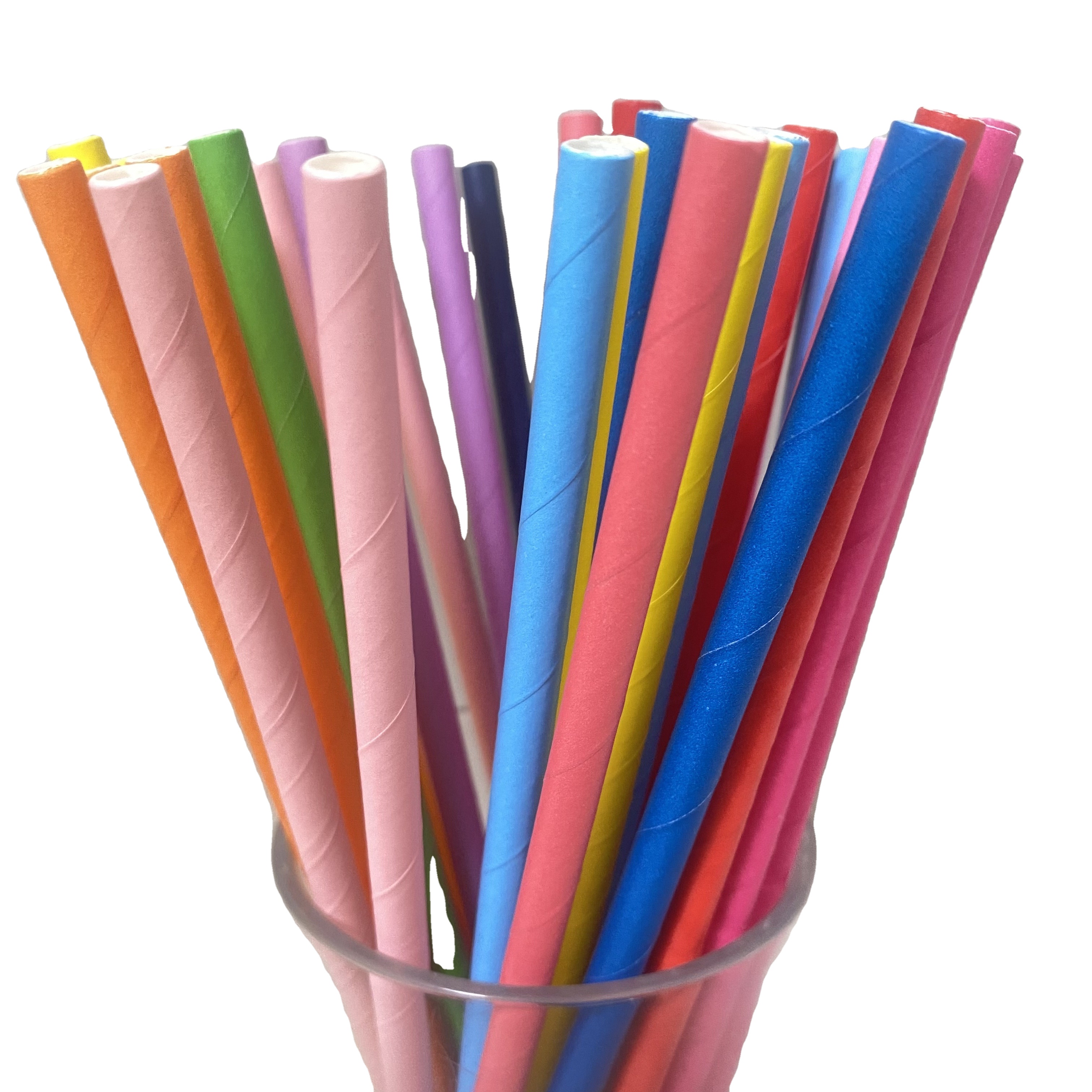 Smartops Disposable Biodegradable Recyclable Colorful Paper Drinking Straws 8*197mm/210mm/230mm for Parties
