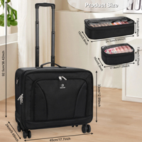 Valise à roulettes extra-large Relavel pour maquillage, valise à cosmétiques à 3 niveaux, organiseur de maquillage pour coiffeur