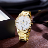 Montre à quartz pour homme à trois aiguilles, bracelet en acier inoxydable, avec calendrier, écologique, style business-casual, anti-contrefaçon transfrontalière, en stock