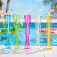 Gobelets jetables transparents en plastique Charmlite de 16 oz pour glace pilée avec couvercles et pailles, personnalisables pour les fêtes d'enfants