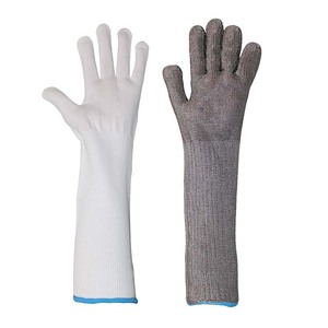 قفازات أمان صناعية ثقيلة مضادة للقطع ANSI A9، بأكمام طويلة إضافية 38 سم، مصنوعة من الأسلاك الفولاذية المقاومة للصدأ - Product Image 2