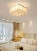 Plafonnier en cristal style plume, spectre complet, protection oculaire LED, lampe de luxe pour salon, chambre à coucher, bureau