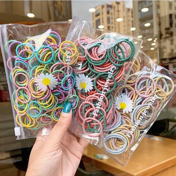 50/100Pcs Children Cute Candy Solid Rubber Bands Girls Lovely Elastic Hair Bands Kids Sweet Hair Accessories