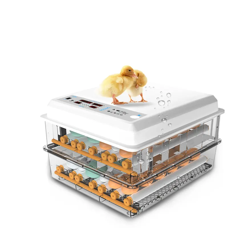 Incubadora y incubadora automática de huevos de pollo de 64 huevos a la venta, piezas de placa de avestruz de pato de pájaro de acero blanco de pavo