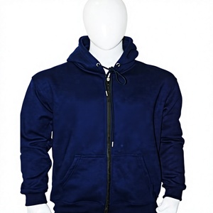 เสื้อฮู้ดดี้ผู้ชายสีน้ำเงินกรมท่า 250 GSM ทรงปกติ ซิปยาว ผ้าฝ้าย 100% ผ้าฟลีซ มีกระเป๋าหน้า ปักโลโก้ได้ น้ำหนักเบา - Product Image 1