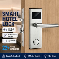 Cerradura Electrónica Inteligente RF para Hotel con Tarjeta RFID, Acero Inoxidable Moderno Pulido, Duradero, Anti-Robo, Software Gratuito, Fácil Instalación
