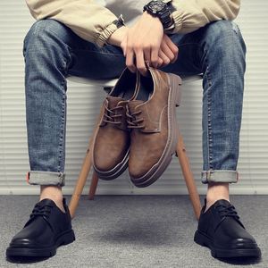 Men's Trendy Versatile Casual Genuine <b>Leather</b> Shoes Autumn for Low-Cut <b>Work</b> <b>Boots</b> British Style Large Size Dress - Product Image 2