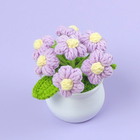 Vente en gros de bouquet de fleurs en pot tissées artificielles à 6 têtes décoration de la maison pour l'obtention du diplôme de Noël fausses fleurs faites à la main