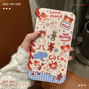 Tốt Nhất Bán Trường Máy In Dễ Thương Phim Hoạt Hình Bìa Cuộn Dây Notepad Lật Đứng Cô Gái Trường Hợp Điện Thoại Cho Iphone 16 15 14 13 12 Pro Max - Product Image 3