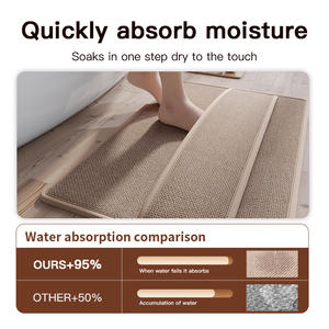 Alfombra de baño Sally rectangular de fibra de poliéster absorbente, antideslizante, de secado rápido, diseño minimalista para el suelo del baño - Product Image 4