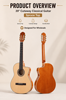 Guitare classique à corps fin de 39 pouces avec table en épicéa, fabricant OEM ODM de guitares