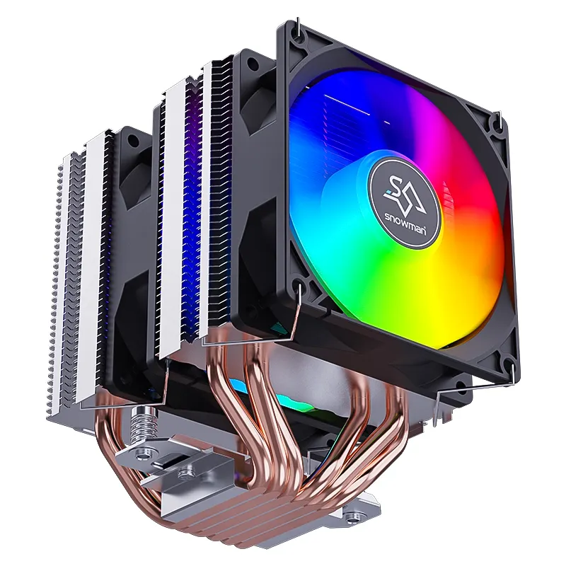 SNOWMAN Rgb pendingin udara Cpu 6 Heatpipe pendingin Cpu untuk komputer Gaming 90mm prosesor Pc kipas pendingin Am4 kipas Cpu