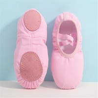 Chaussons de ballet pour filles, dessus en toile, semelle extérieure en cuir, chaussures plates souples pour la danse acrobatique en intérieur
