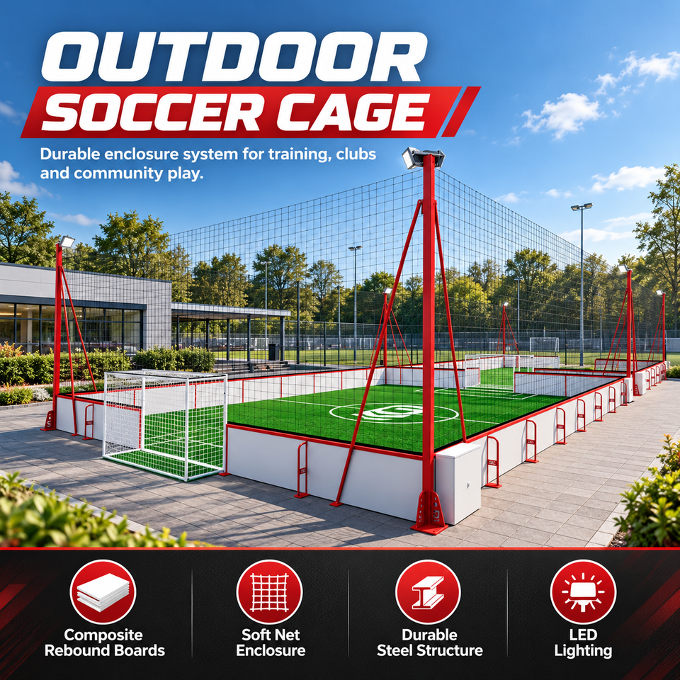 Heavy Duty Soccer Cage Enclosure Composite Board Soft Net Football ...