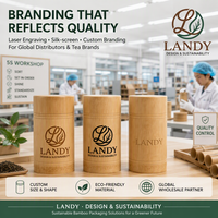 Boîte à thé en bambou naturel de qualité supérieure avec logo personnalisé, emballage de thé en bois cylindrique durable pour boîte cadeau professionnelle