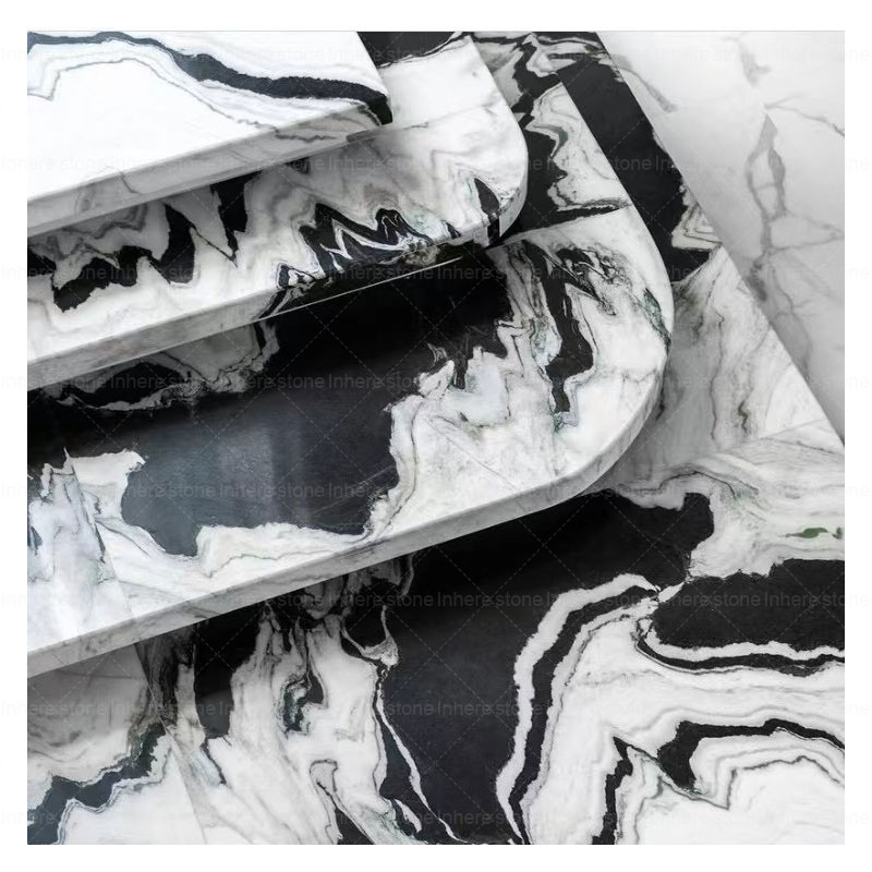 Китайская традиционная плитка из натурального камня, белая панда, мраморная лестница