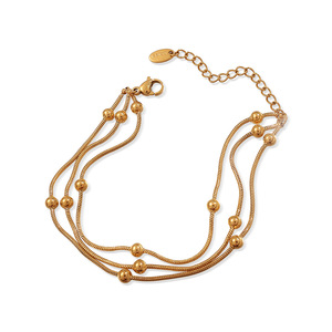 Three Layer Gold Plated Bead <b>Bracelet</b> For Women Zinc Alloy Chain Jewelry Gift SL155 - Product Image 5
