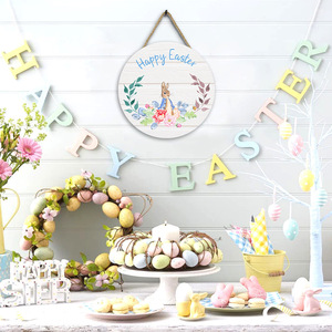 Decoración Redonda de Madera para Colgar en la Pared de Pascua, Diseño de Conejito de Pascua, Decoración para el Hogar, para la Sala de Estar - Product Image 2