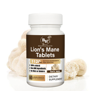 OEM Mejor Lion's Mane Tablet Alegre Estado de ánimo Suplemento de salud natural para la regeneración nerviosa Memoria de soporte cerebral - Product Image 1