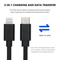 Cable de Carga Rápida USB-L de 1 m con Certificación MFi y Revestimiento de Nailon para iPhone 15/14/13/12/11 Pro Max y Computadora