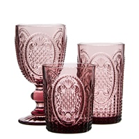 Gobelet en verre à eau coloré vert en relief de style mexicain vintage personnalisé verres à vin rouge pour mariage