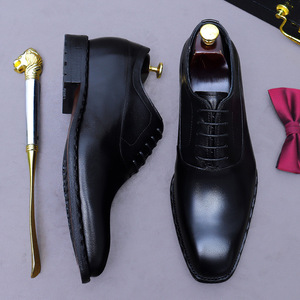 Zapatos casuales de cuero estilo coreano con tacón bajo para hombre, zapatos de cuero pintados de color, zapatos Oxford de cuero genuino de talla grande - Product Image 6