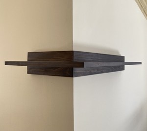 Étagère flottante 3/4 cercle, lieu de travail, étagère Feng Shui, cacher l'<span class=keywords><strong>angle</strong></span>, étagère à bord droit d'<span class=keywords><strong>angle</strong></span>, étagère à plantes rustique grise - Product Image 3