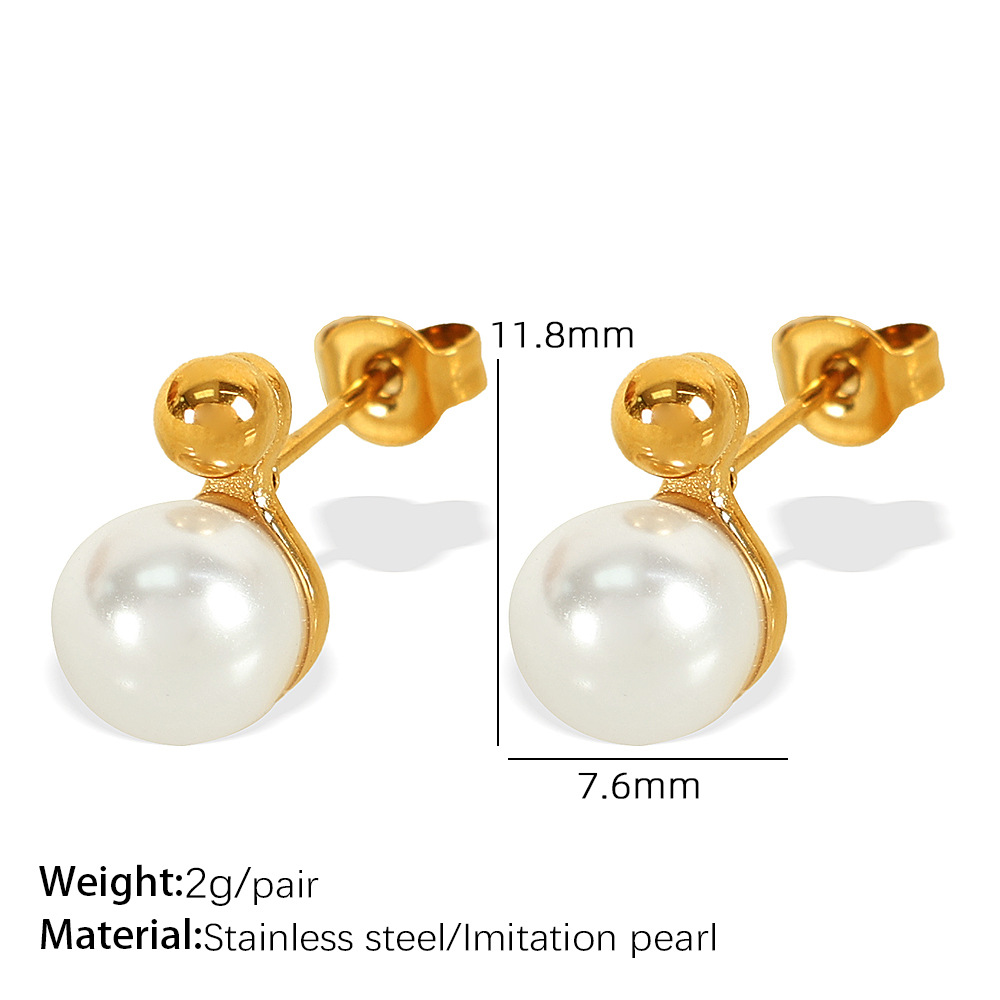 EH704 White Pearl Gold Earrings