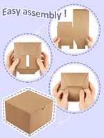 Cajas de Regalo Marrones 5x5x3.5 Cajas de Regalo de Papel Kraft con Tapas para Regalos, Manualidades, Bodas, Cumpleaños, Fiestas, Cupcakes