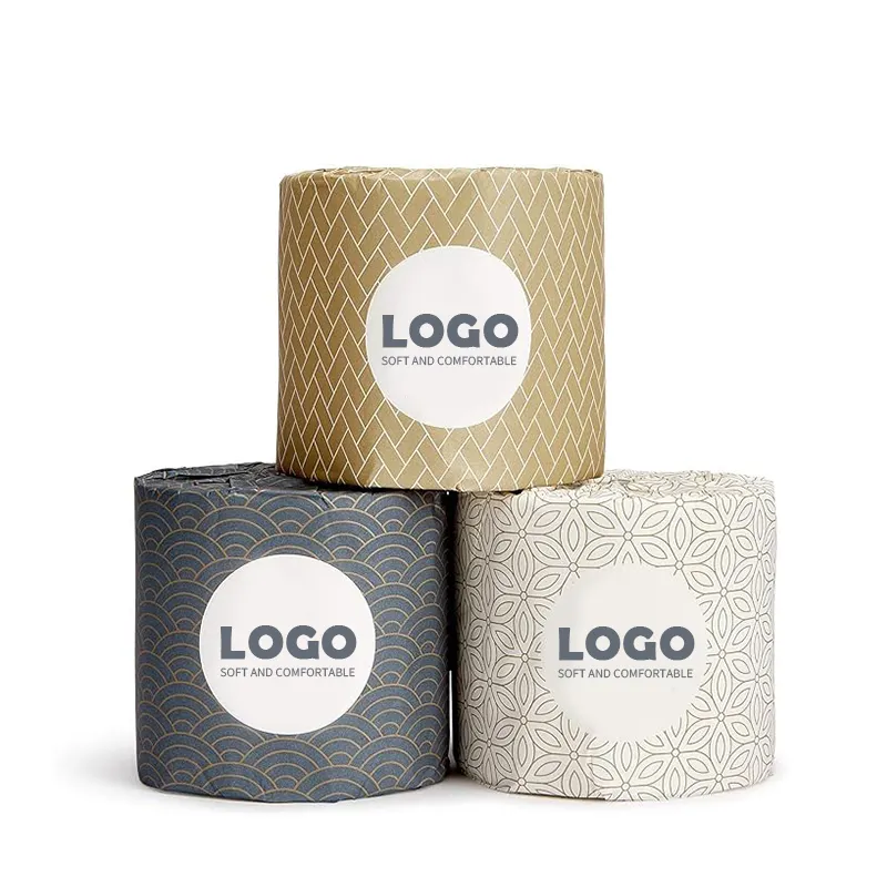 Rolo de papel higiênico macio personalizado barato, saco de 24 rolos, celulose de bambu/celulose de madeira/celulose mista 2 camadas/3 camadas/4 camadas