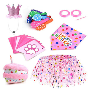 Conjunto de Fiesta de Cumpleaños <span class=keywords><strong>para</strong></span> Mascotas, Color Rosa, con Vestido, Falda, Pañuelo, Corona, Sombrero, Globo y Pastel, Disfraz <span class=keywords><strong>para</strong></span> Perro Hembra - Product Image 4